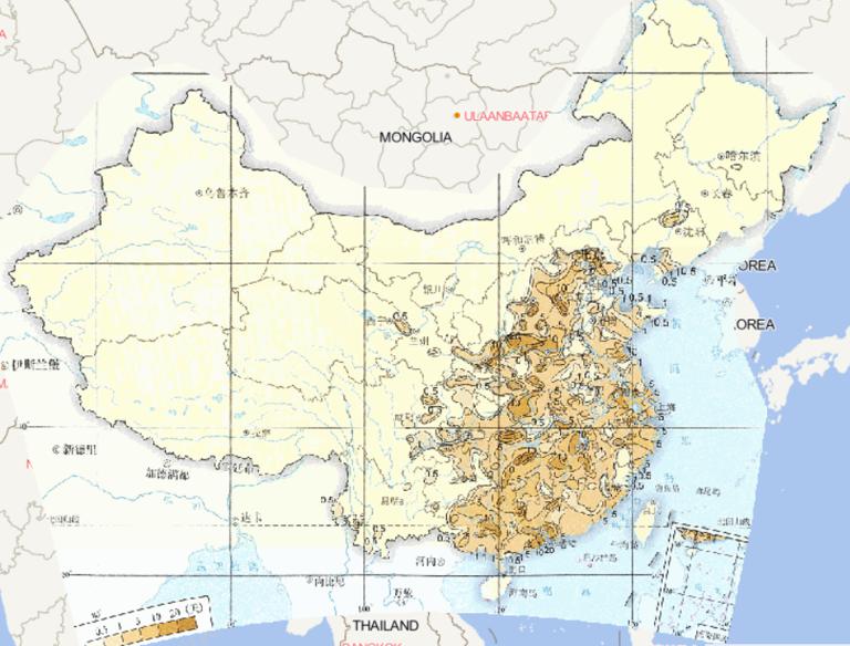 1981-2010年中国平均冬季霾日数在线地图