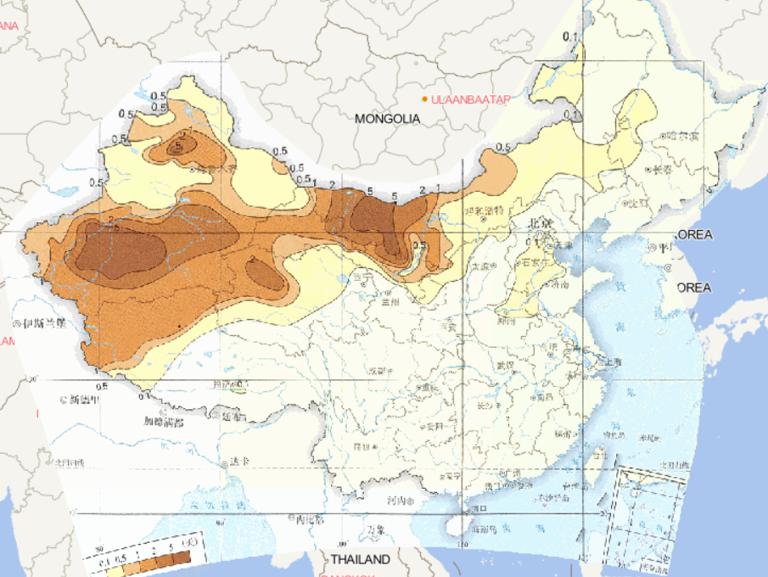 1981-2010年中国平均夏季沙尘暴日数在线地图