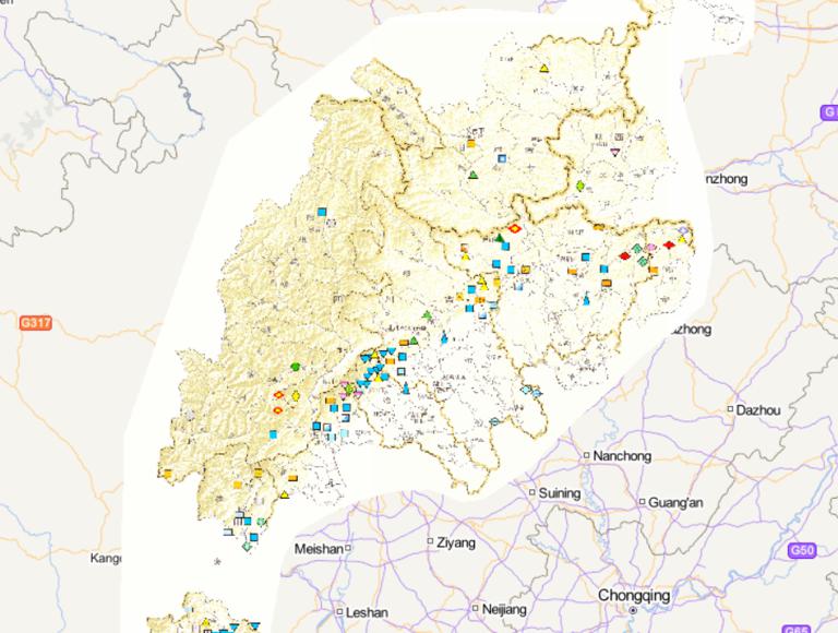 中国汶川灾区非金属矿产资源在线地图