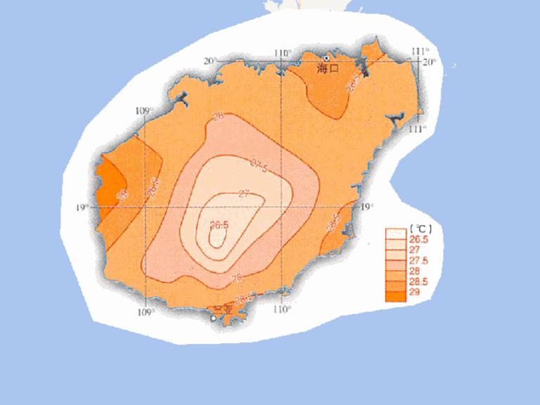 中国海南省七月平均气温在线地图