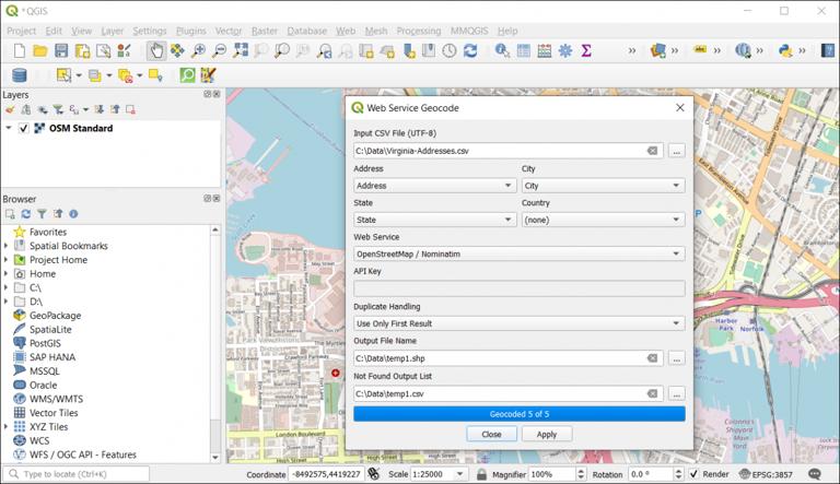 MMQGIS 地理编码
