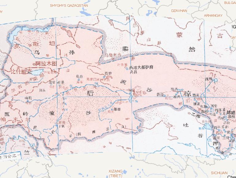中国东晋十六国时期后凉（396年）在线历史地图