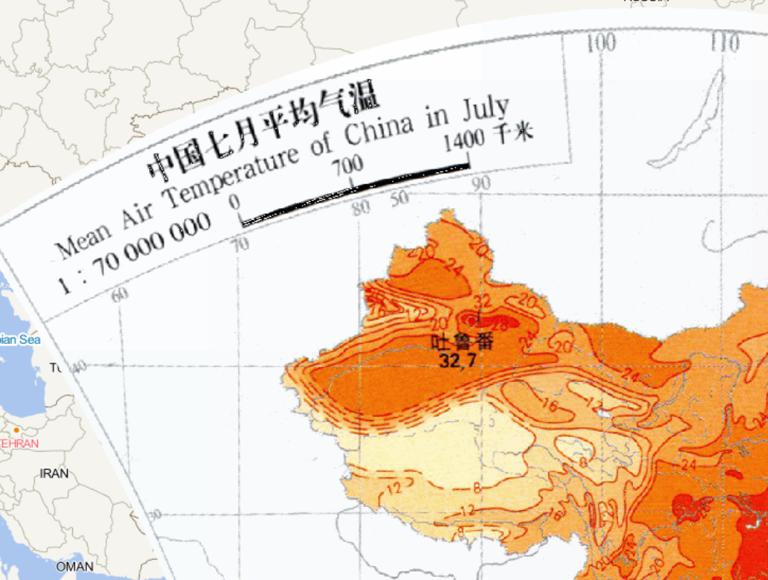 中国七月平均气温在线地图