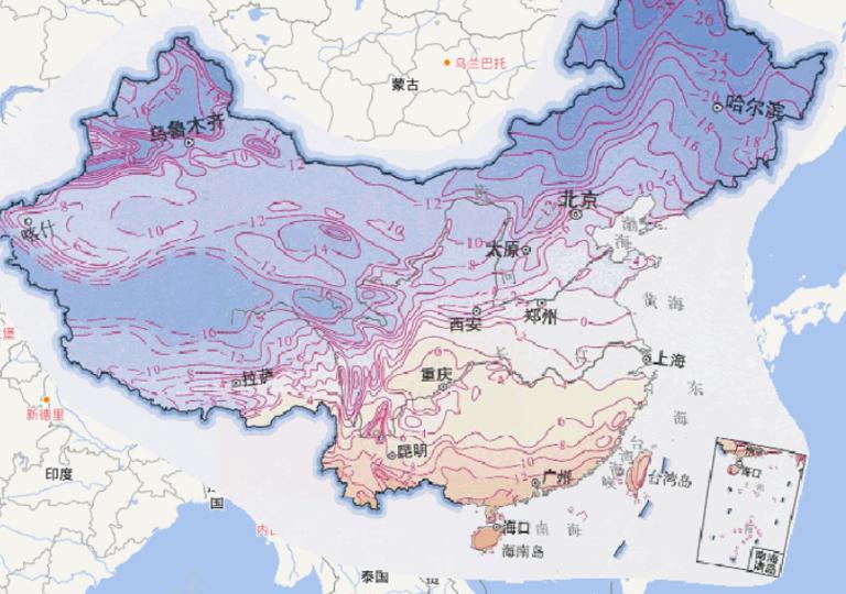 中国一月平均气温在线地图