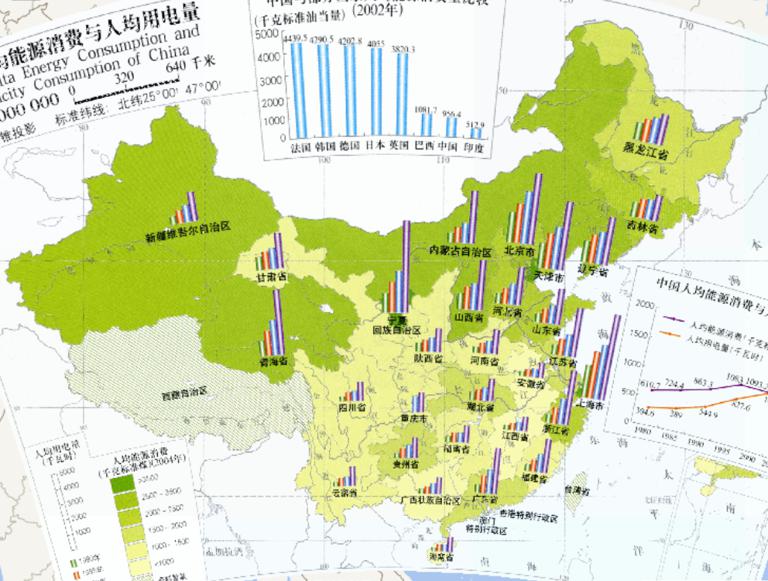 中国人均能源消费与人均用电量在线地图