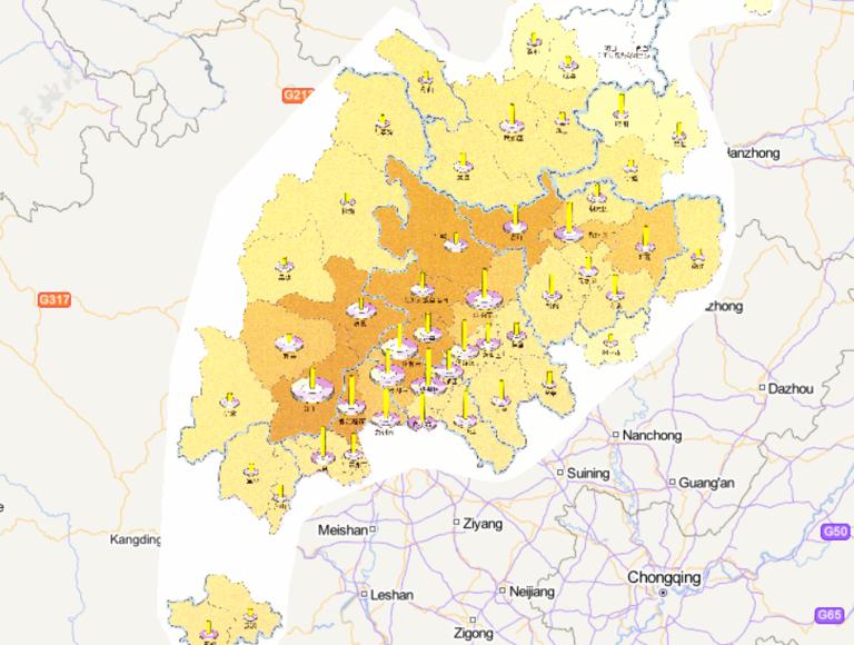 中国汶川灾区工业损失在线地图
