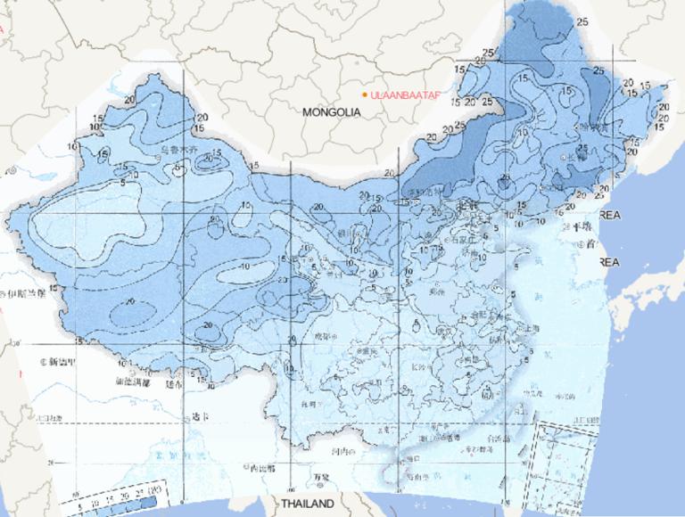 1961-2015年中国年寒潮频次最大值在线地图