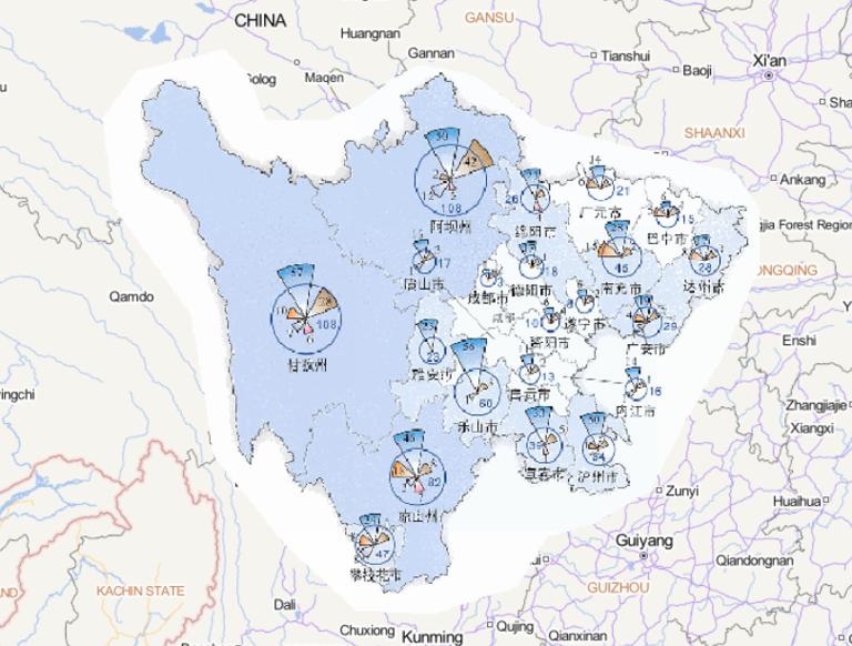 2014年四川省分灾种灾害频次分布在线地图