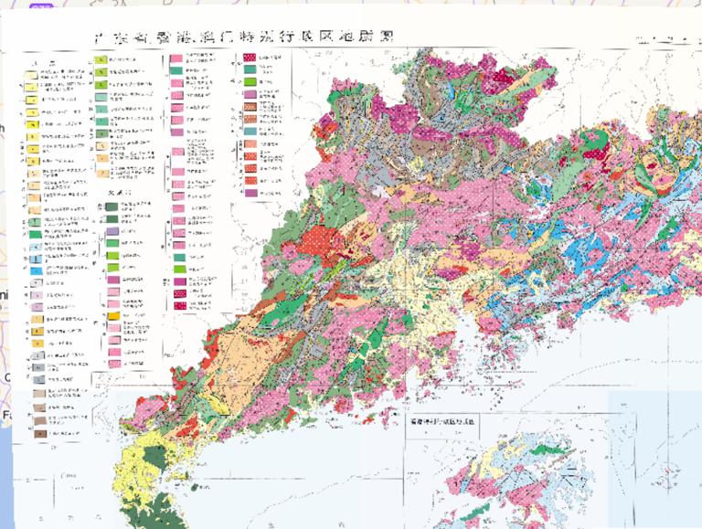 中国广东省，香港、澳门特别行政区地质在线地图