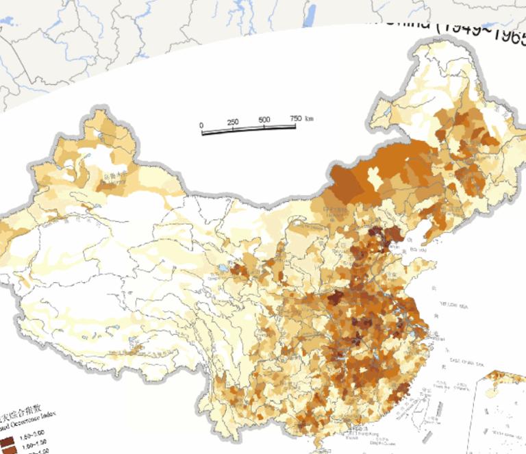 中国自然灾害成灾综合指数在线地图（1949年至1965年）