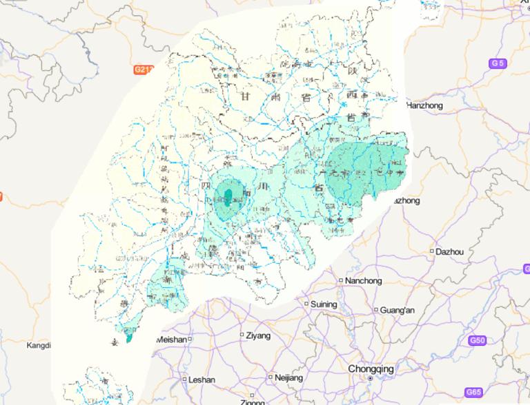 中国汶川灾区年暴雨日数分布（日降水大于等于50mm）在线地图