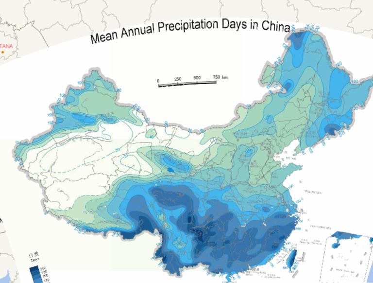 中国年降水日数在线专题地图