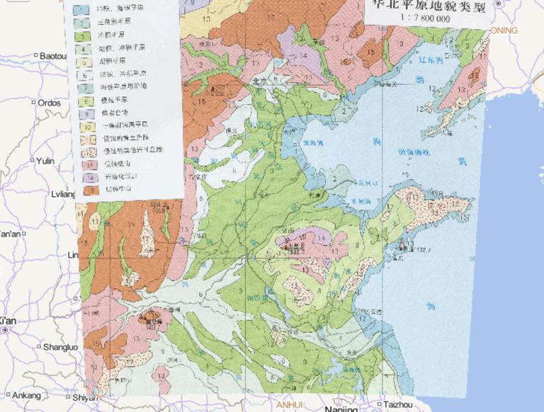 中国华北平原地貌类型在线地图
