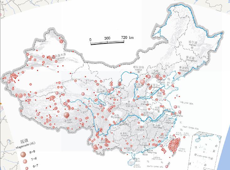 中国地震震中分布（公元前2300-公元2000年，11月，震级4级以上）