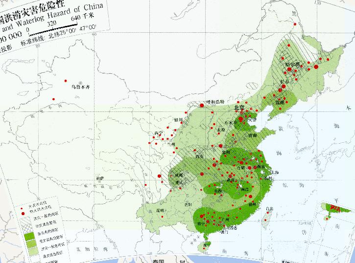 中国洪涝灾害危险性（1:3200万）在线地图