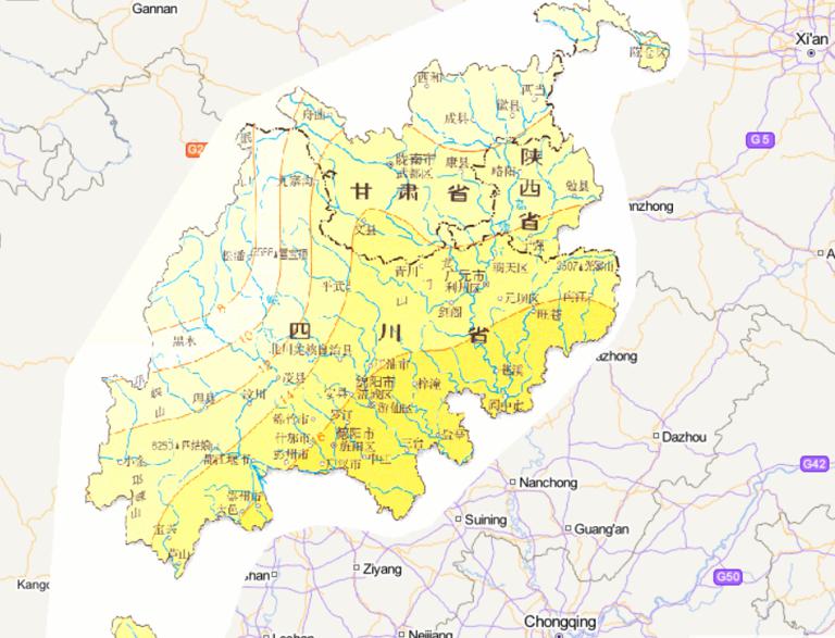 中国汶川灾区秋季平均气温分布在线地图