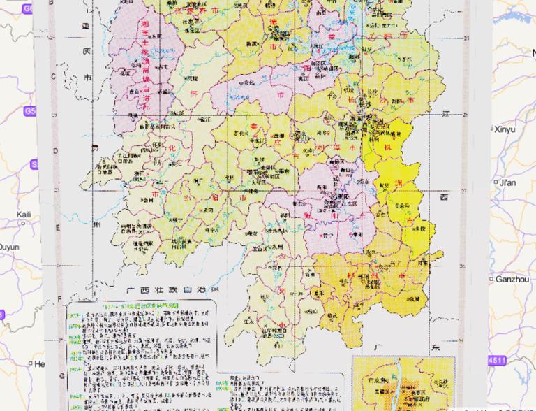 中国湖南省行政区划（1977~1999年）在线历史地图