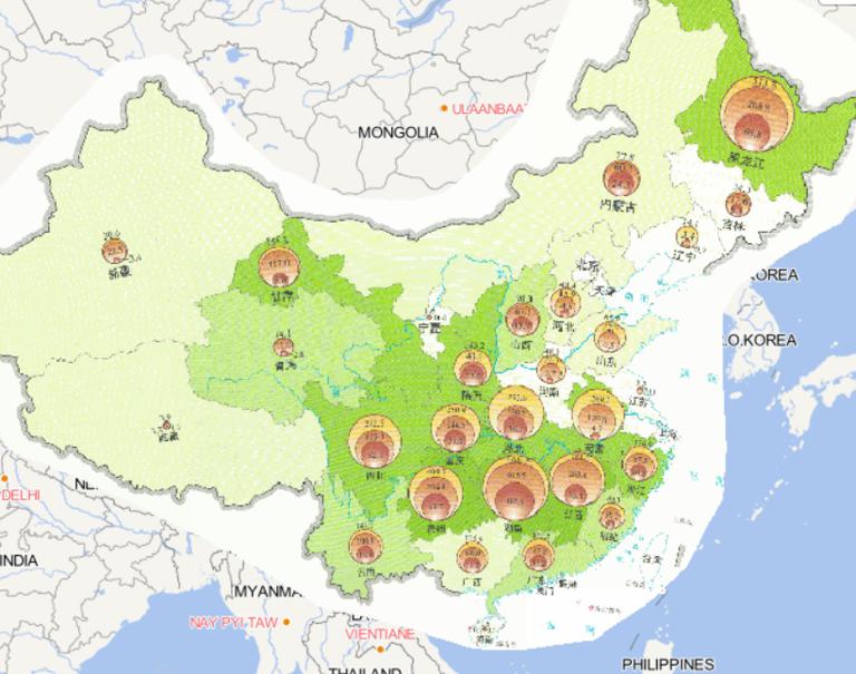 2014年中国洪涝和地质灾害农作物受灾情况在线地图