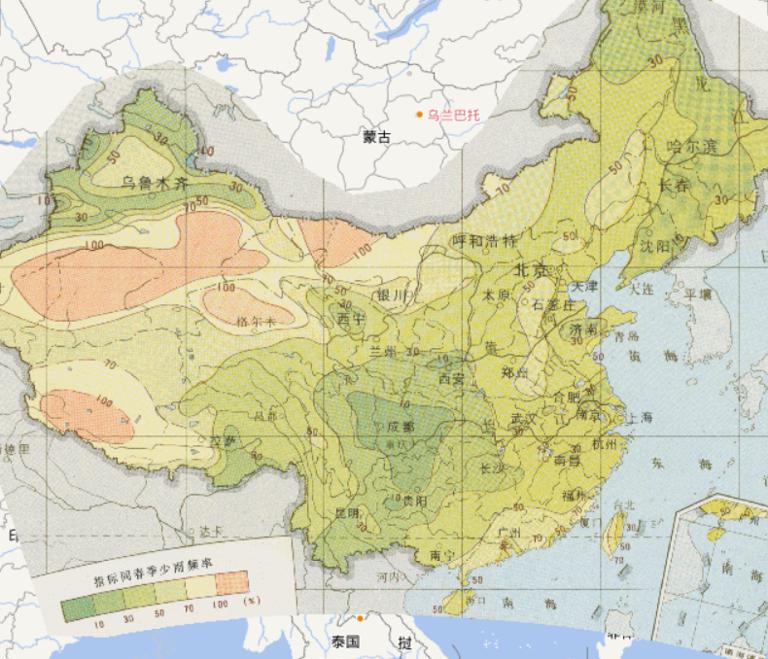 中国农业气象灾害秋季少雨频率在线地图
