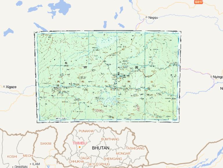 中国清朝时期西藏喇萨、日喀则地区历史地图