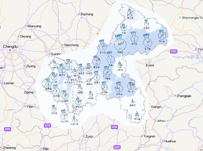 2014年重庆市分灾种灾害频次分布在线地图