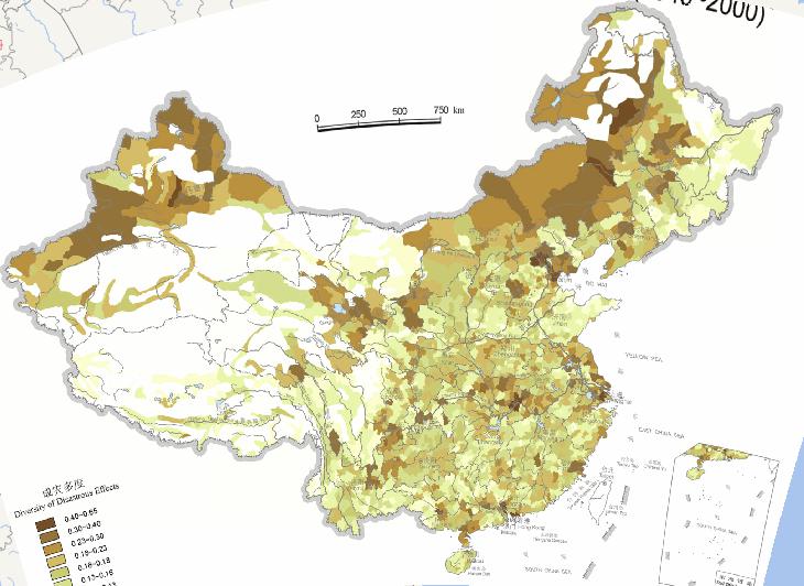 中国自然灾害成灾多度在线地图（1949至2000年）