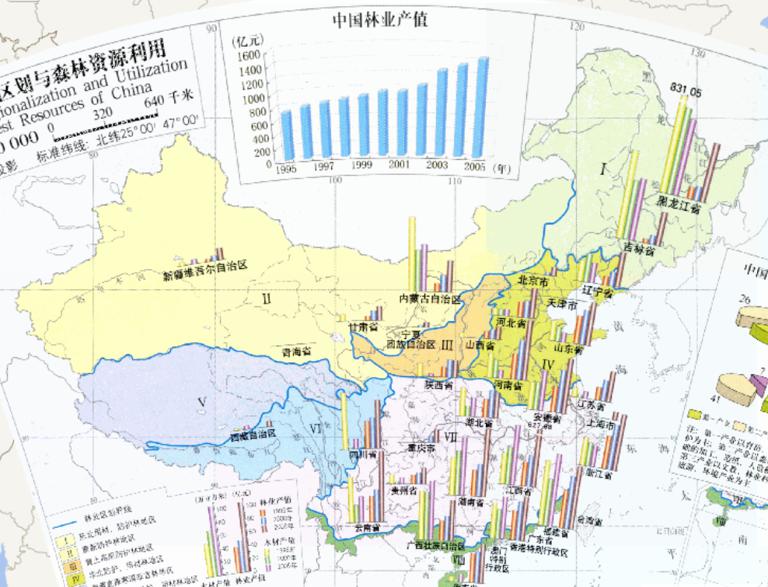 中国林业区划与森林资源利用（1:3200万）在线地图
