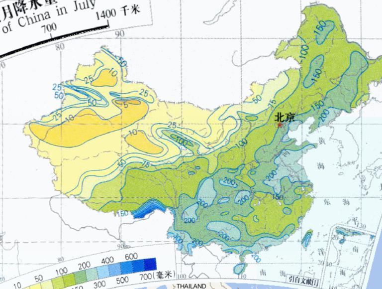 中国七月降水量在线地图