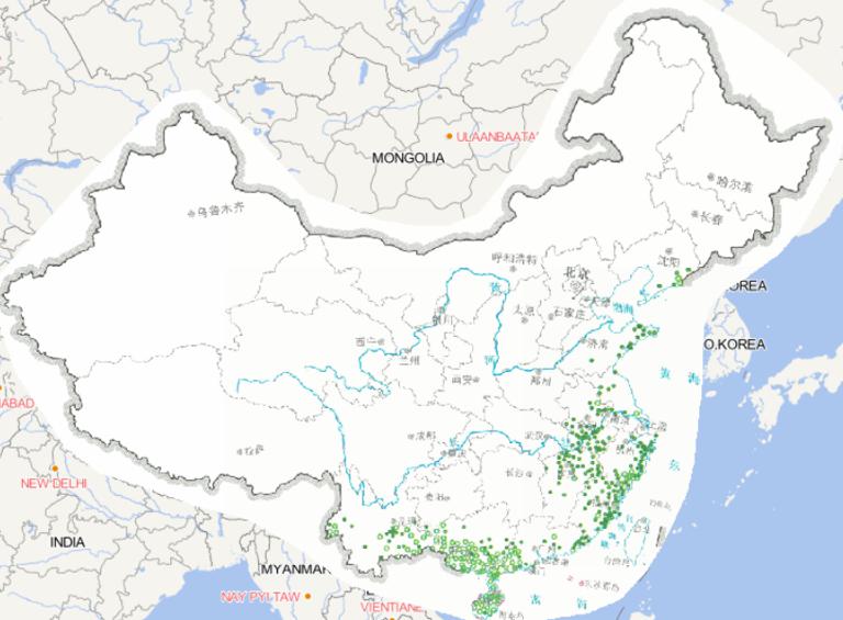 2014年全国台风灾害发生频次分布在线地图