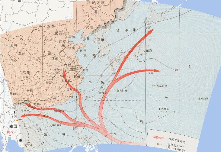 中国农业气象灾害台风次数和主要路径在线地图