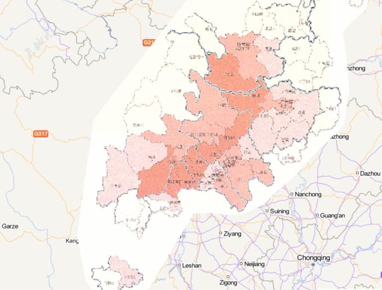 中国汶川灾区倒房情况在线地图