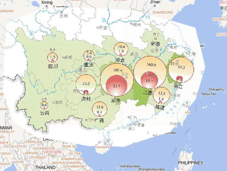2014年6月中下旬南方洪涝灾害农作物受灾情况在线地图