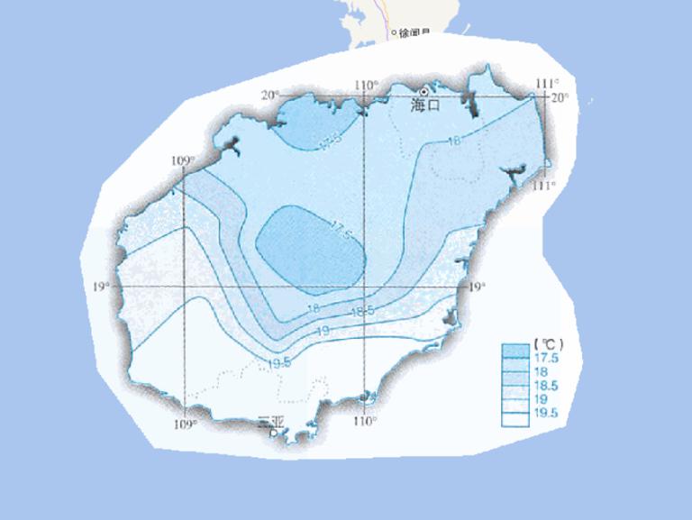 中国海南省一月平均气温在线地图