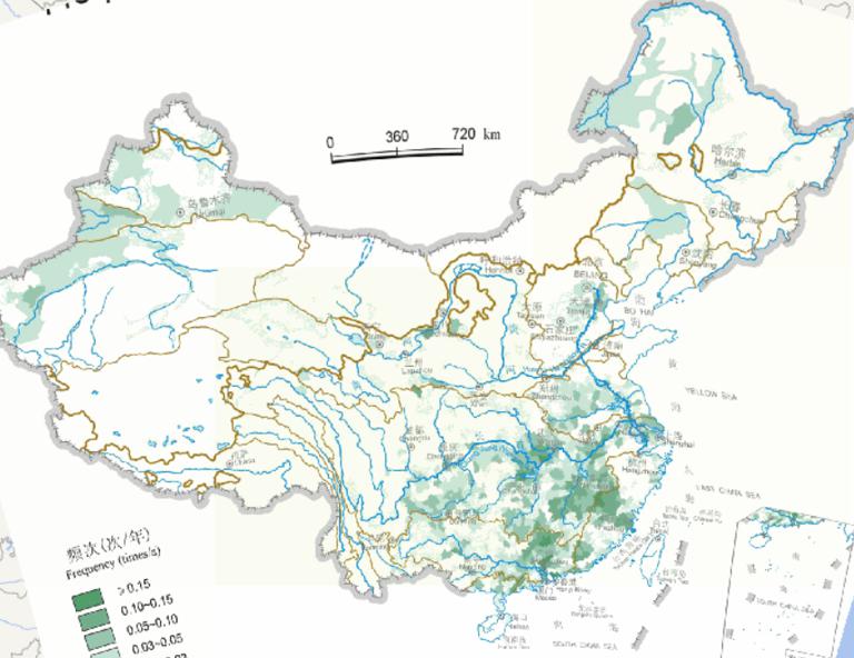 中国水灾频次在线地图（1949年至2000年）