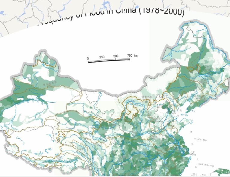 中国水灾频次在线地图（1978年至2000年）