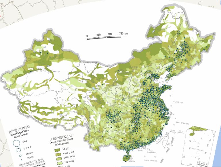 中国第一产业总值（2000年）在线地图