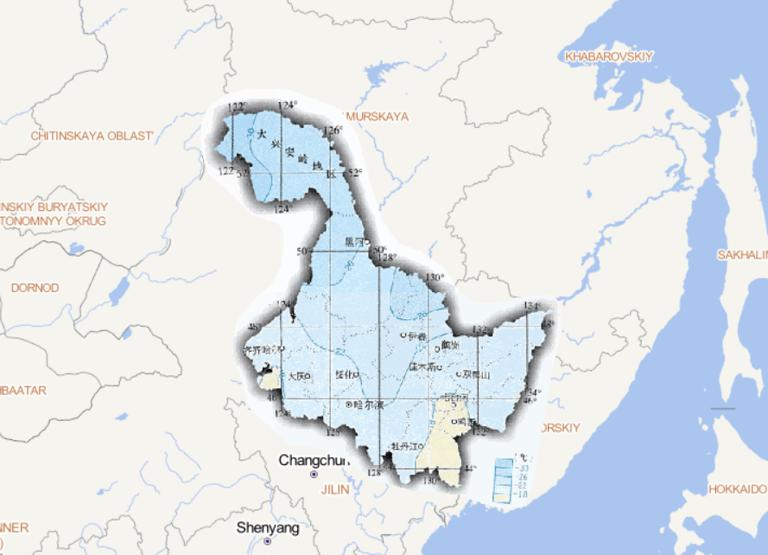中国黑龙江省一月平均气温在线地图