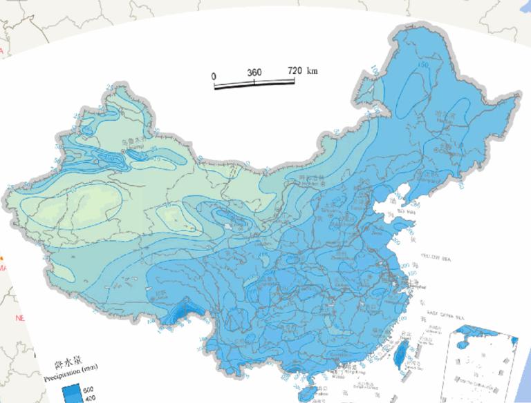 中国多年平均月降水量（7月份）在线地图