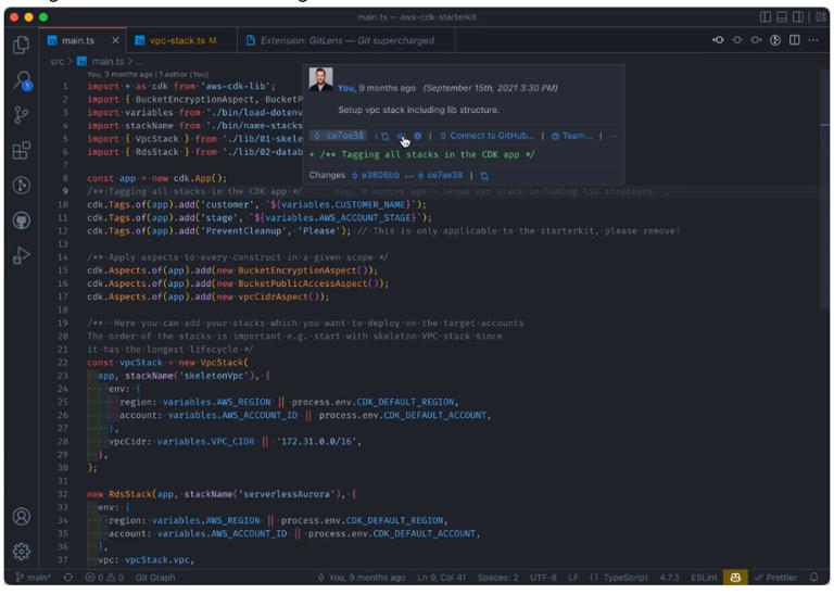 附加 Python 扩展:Git Lens