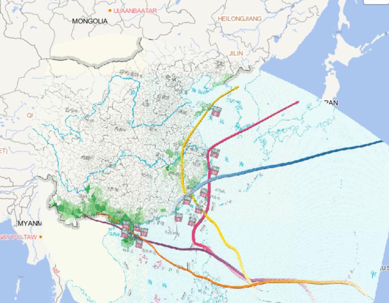 2014年中国台风路径及灾害分布在线地图