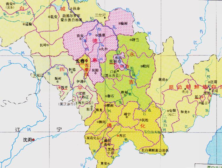中国吉林省行政区划（1965~1968年）在线历史地图