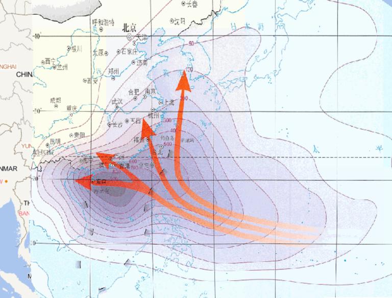 1981-2010年影响中国的台风频数及主要路径在线地图