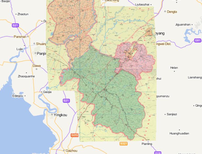 中国辽宁省鞍山市台安县、海城市及鞍山市各区1995年行政区划在线地图
