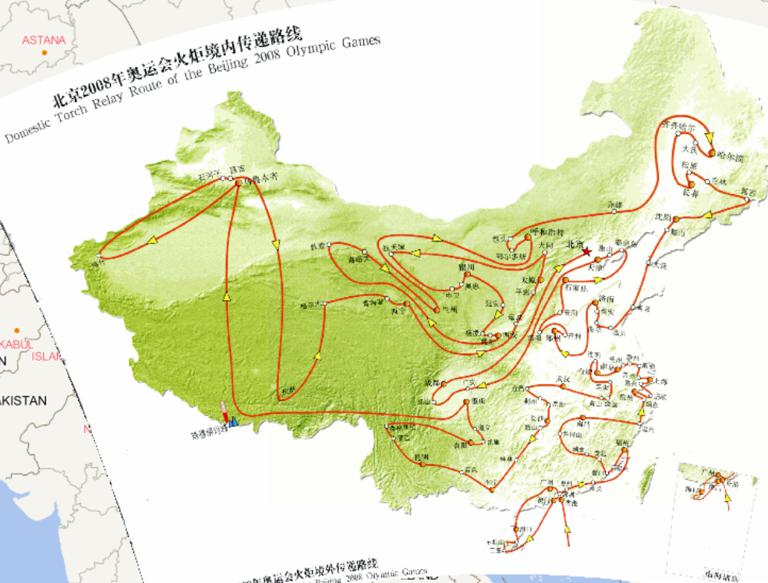 2008年北京奥运会火炬境内传递路线在线地图