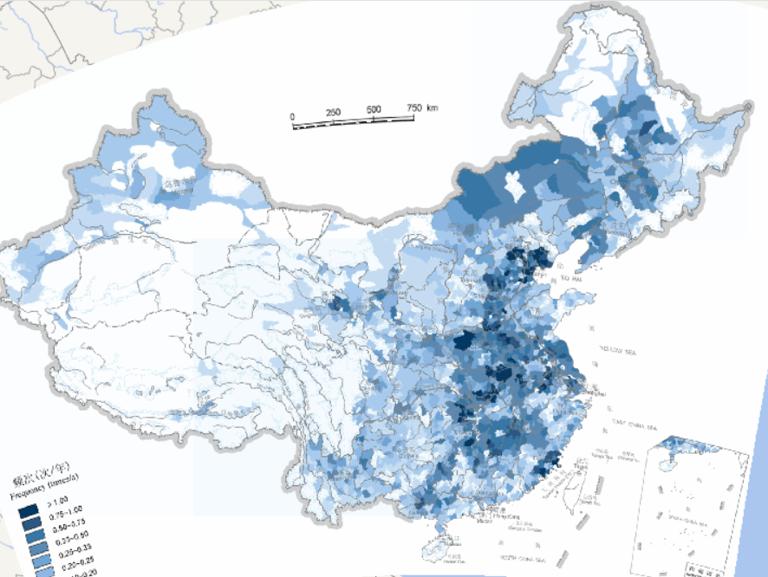 中国自然灾害频次在线地图（1949至1965年）