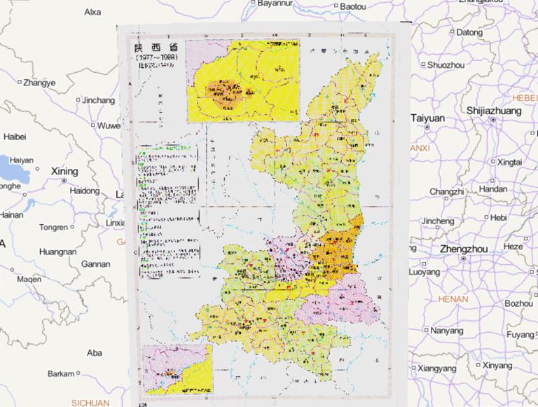 中国陕西省行政区划（1977~1999年）在线历史地图