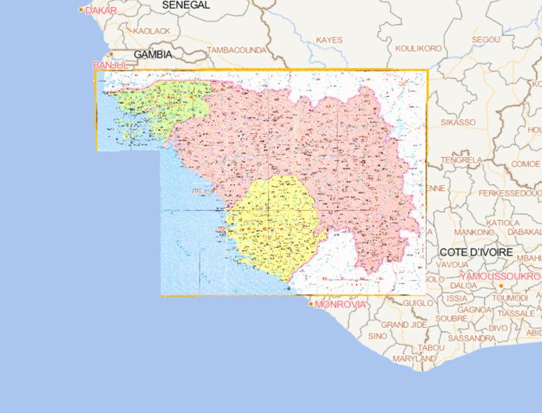 几内亚比绍、几内亚、塞拉利昂在线地图