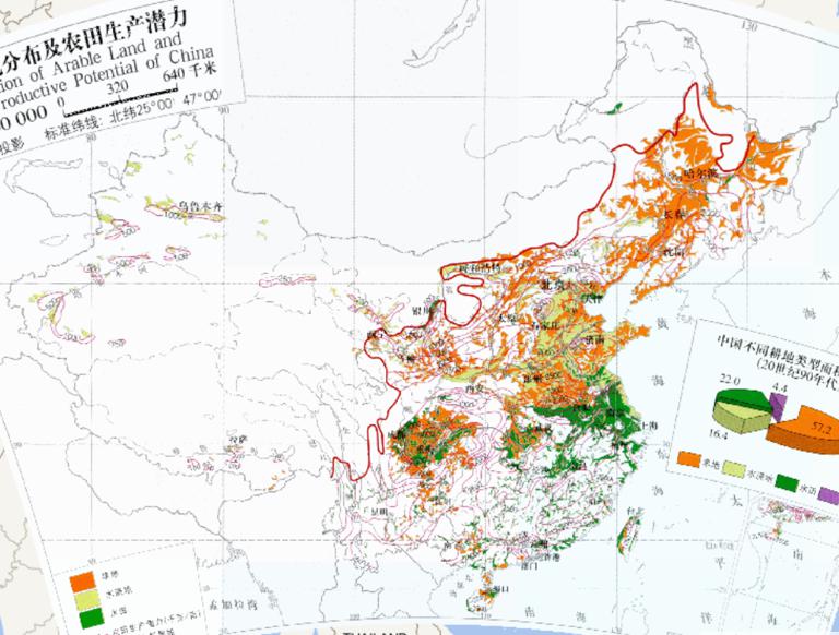 中国耕地分布及农田生产潜力在线地图