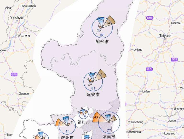 2014年陕西省分灾种灾害频次分布在线地图