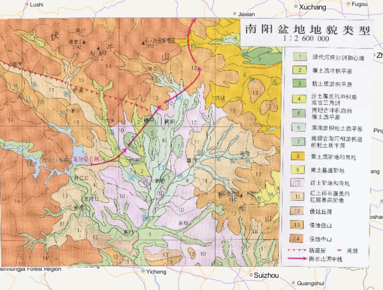 中国南阳盆地地貌类型在线地图